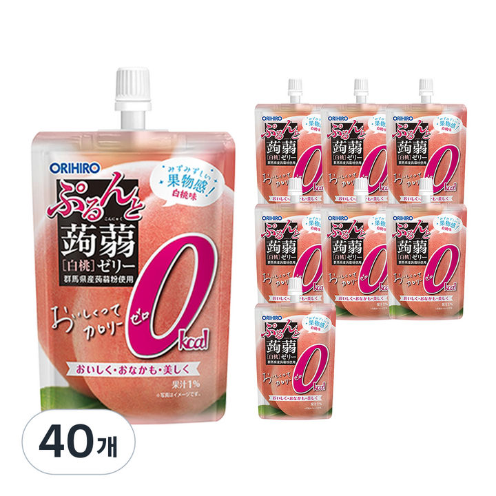 오리히로 푸룬또 곤약젤리 제로 복숭아맛, 130g, 40개