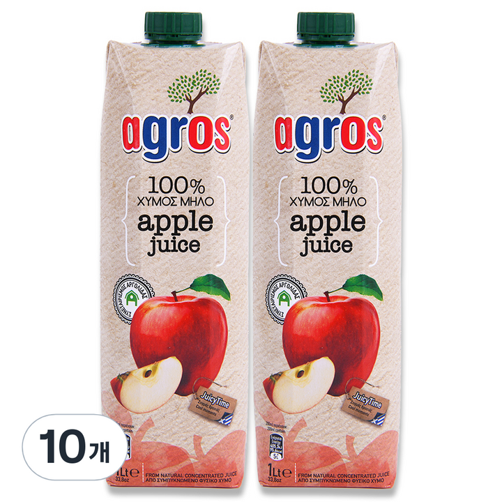 아그로스 100% 사과주스, 1L, 10개