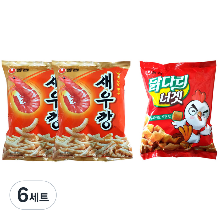 농심 새우깡 180g x 2p + 닭다리 너겟 130g, 6세트