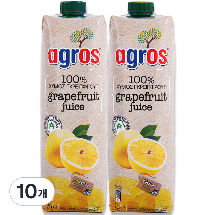 아그로스 100% 자몽 주스, 10개, 1L