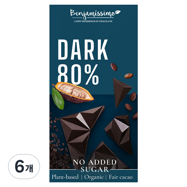 벤자미시모 유기농 다크 80% 초콜릿, 60g, 6개