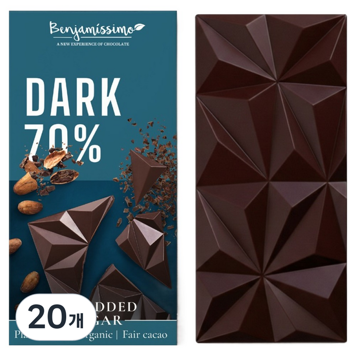 벤자미시모 유기농 다크 70% 초콜릿, 60g, 20개