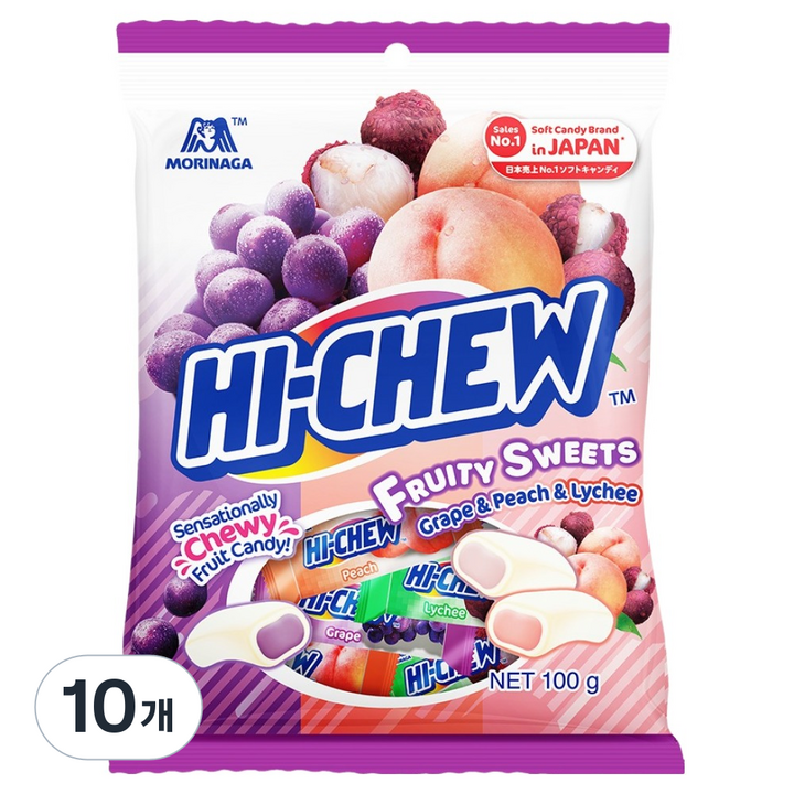 모리나가 하이츄 프루티 스위츠, 100g, 10개