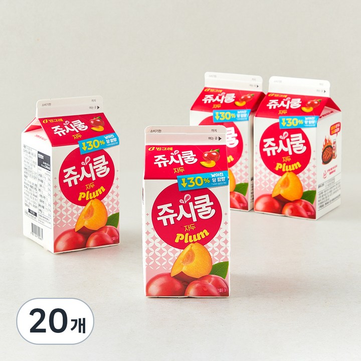 빙그레 쥬시쿨 자두, 20개, 450ml