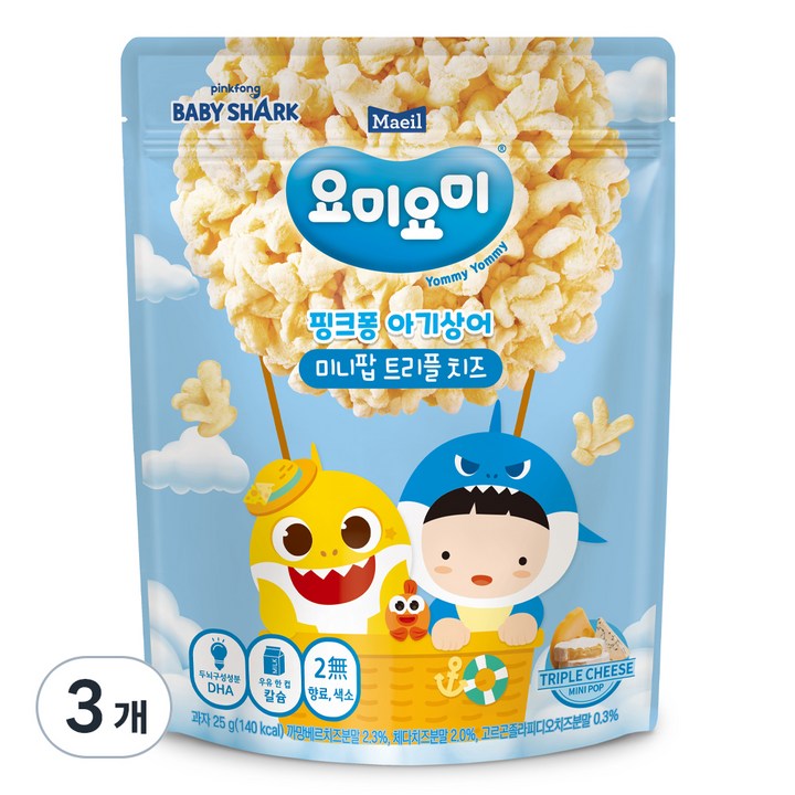 요미요미 유아용 미니팝 과자, 트리플치즈, 25g, 3개