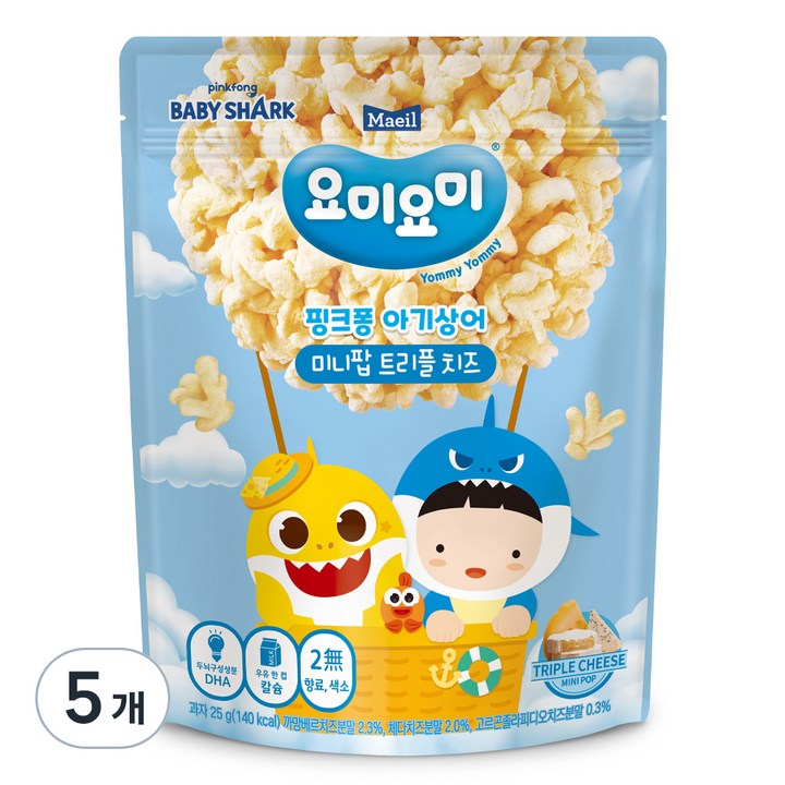 요미요미 유아용 미니팝 과자, 트리플치즈, 25g, 5개