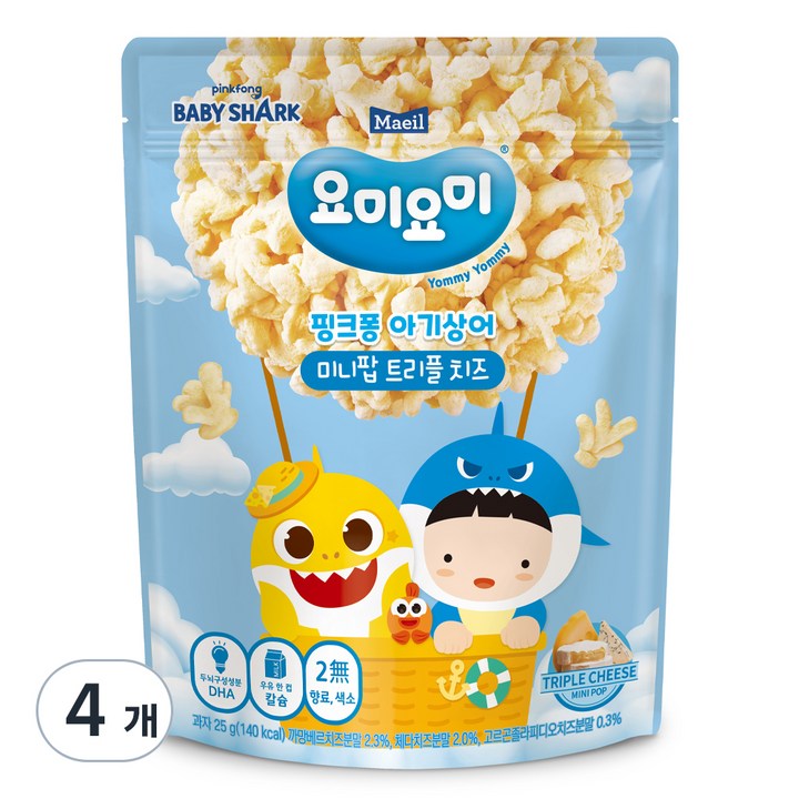 요미요미 유아용 미니팝 과자, 트리플치즈, 25g, 4개