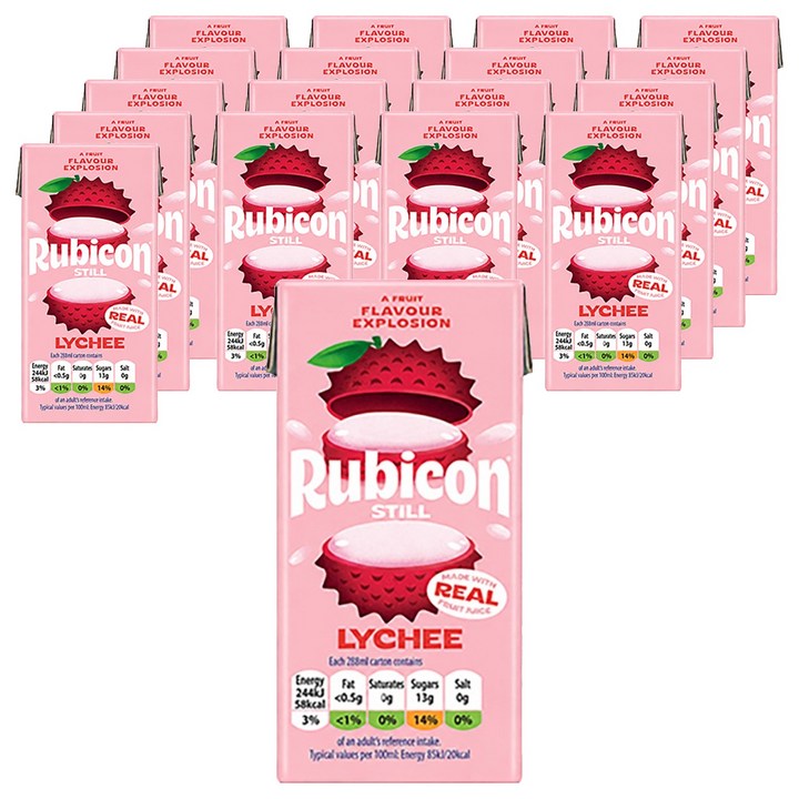 rubicon 리치 NFC 퓌레과즙 주스, 288ml, 18개