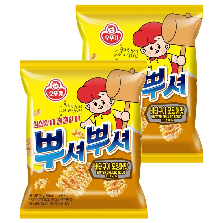 오뚜기 뿌셔뿌셔 버터오징어맛, 90g, 2개
