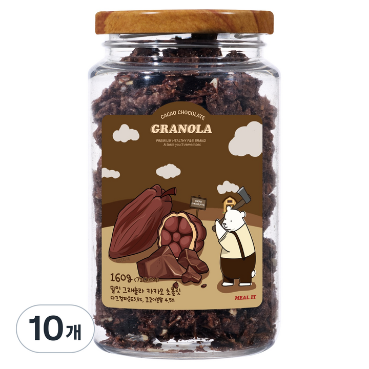밀잇 청크형 그래놀라 카카오 초콜릿맛, 160g, 10개