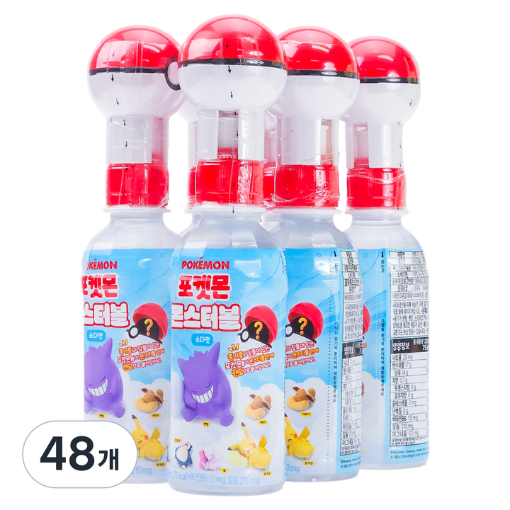 몬스터볼 포켓몬 피규어 음료 소다맛 랜덤발송, 48개, 220ml