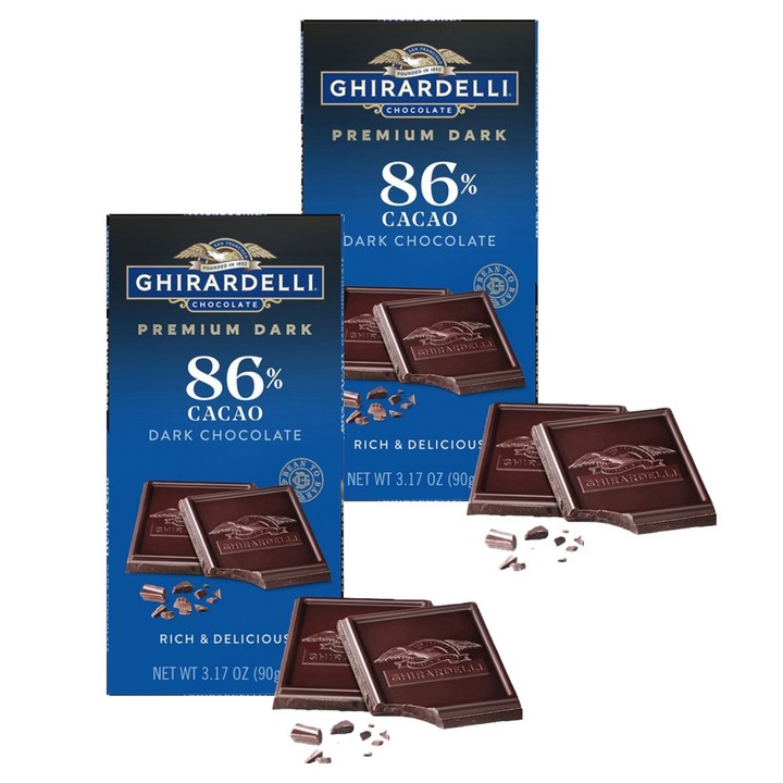 기라델리 프리미엄 다크 카카오 86%, 90g, 2개