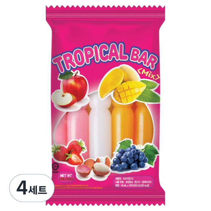 COCON 트로피칼 아이스바 10p, 450ml, 4개