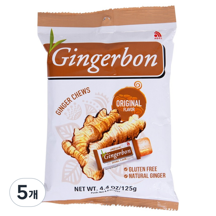 진저본 오리지널 생강 츄이캔디, 125g, 5개