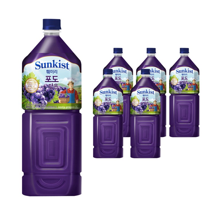 해태음료 썬키스트 훼미리 포도, 2L, 6개