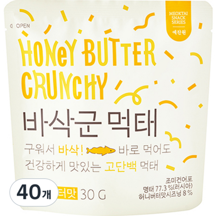 예찬원 바삭군 먹태 허니버터맛, 30g, 40개