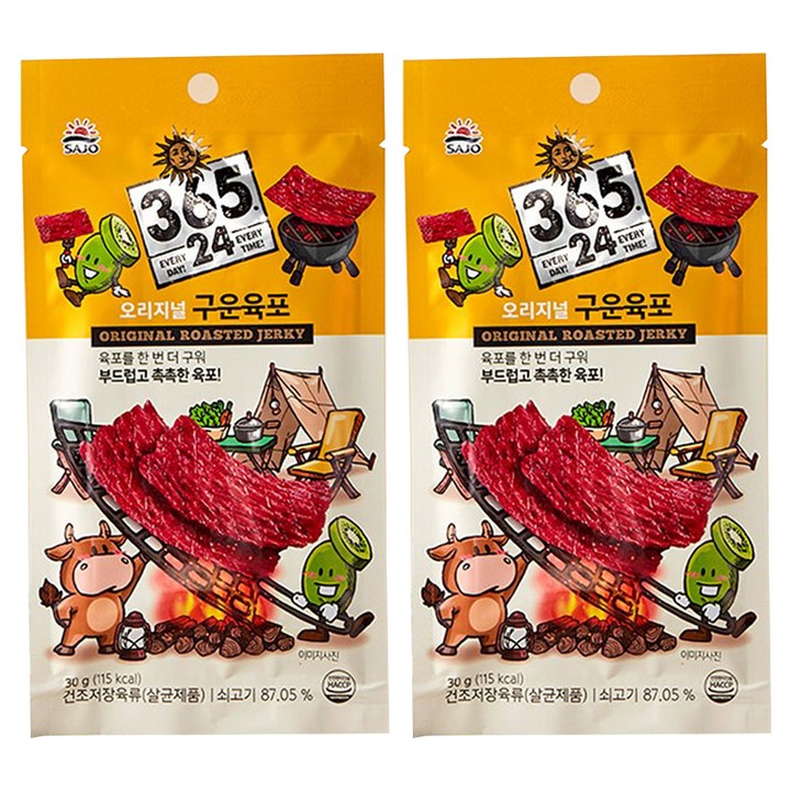 삼육오점이사 해표 오리지널 구운 육포, 30g, 2개