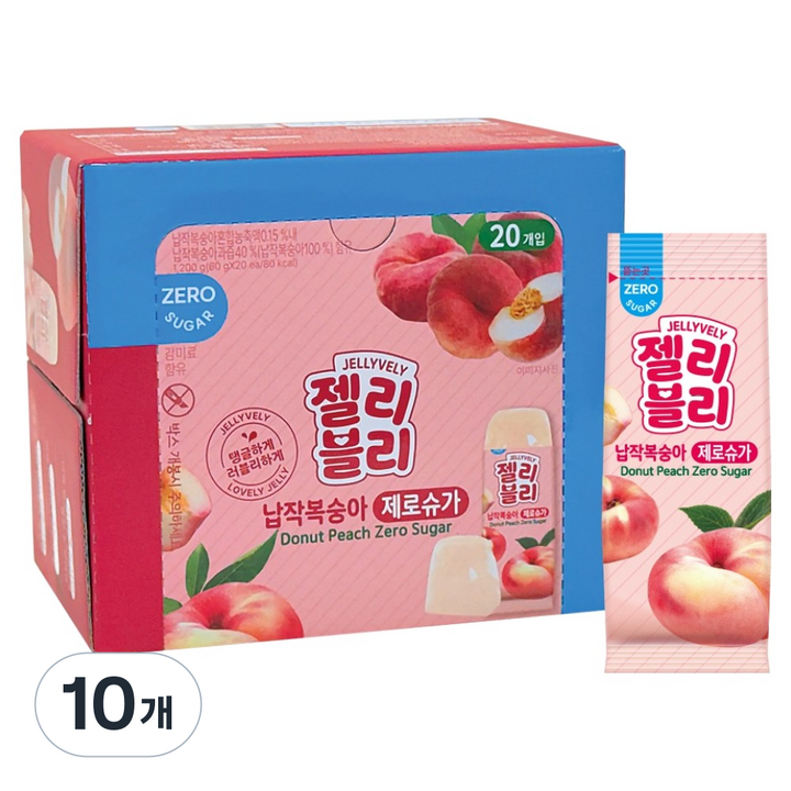 젤리블리 납작복숭아 제로슈가 20개입, 1.2kg, 10개