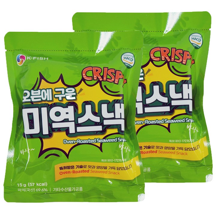 이미지 오븐에 구운 미역스낵, 15g, 2개