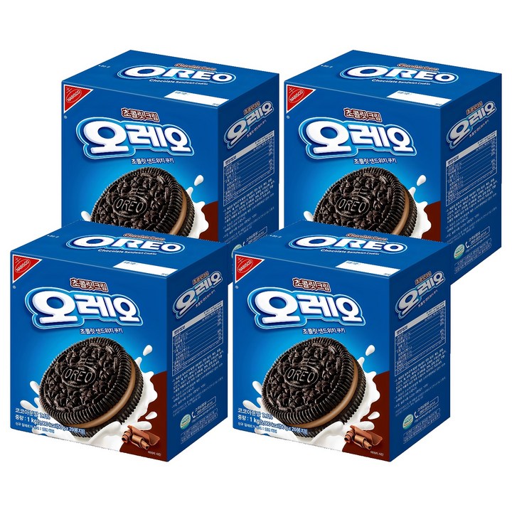 오레오 초콜릿 크림 초콜릿 샌드위치 쿠키, 1kg, 4개