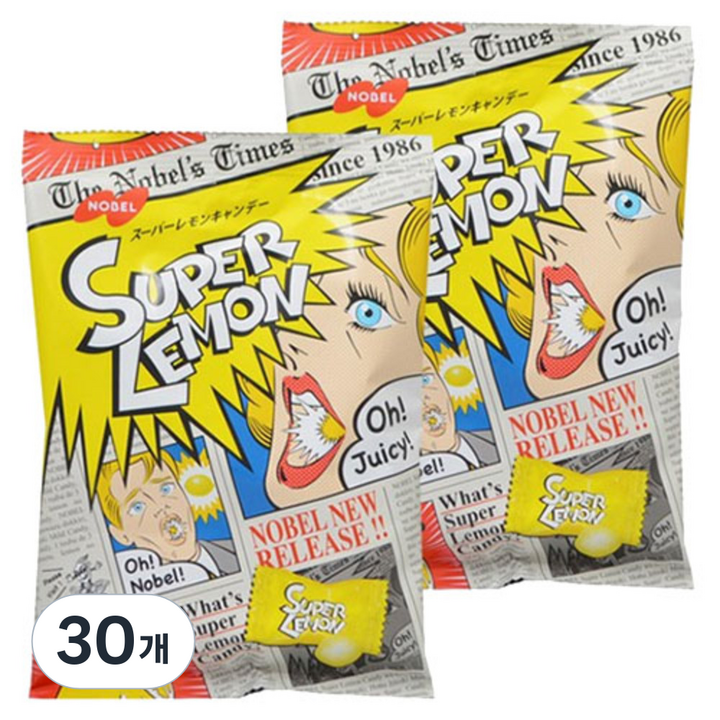 노벨 슈퍼 레몬 캔디, 79.8g, 30개