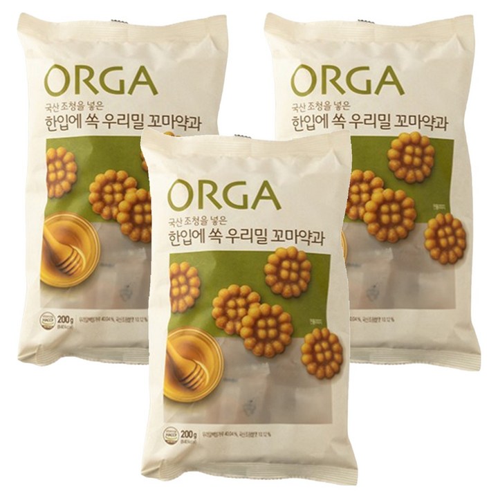 올가홀푸드 한입에 쏙 우리밀 꼬마약과, 200g, 3개