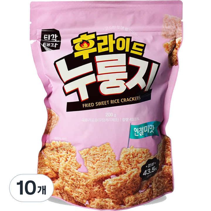 티각태각 후라이드 누룽지 인절미맛, 10개, 200g