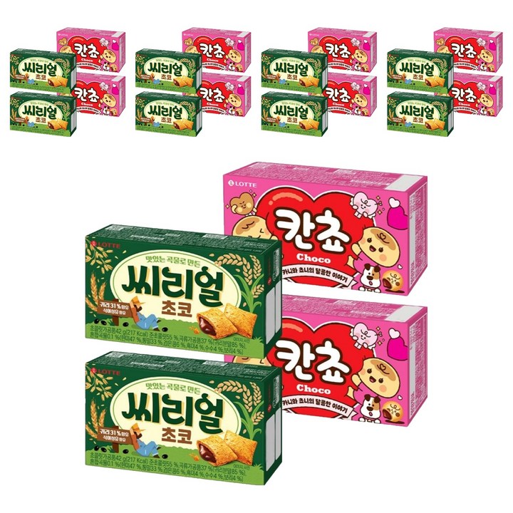 롯데웰푸드 칸쵸 54g x 2p + 씨리얼초코 42g x 2p, 5세트