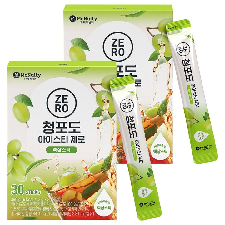 맥널티커피 청포도 아이스티 제로, 390g, 30개입, 2개