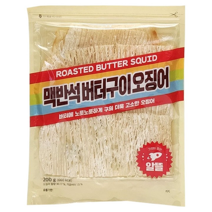 정화식품 맥반석버터구이오징어, 200g, 1개