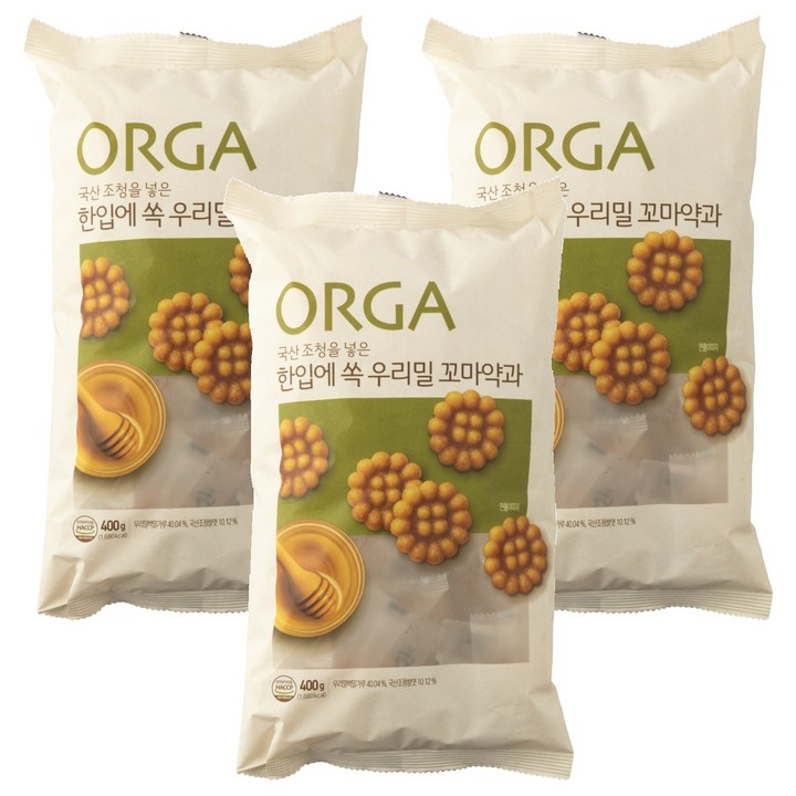 올가홀푸드 한입에 쏙 우리밀 꼬마약과, 400g, 3개