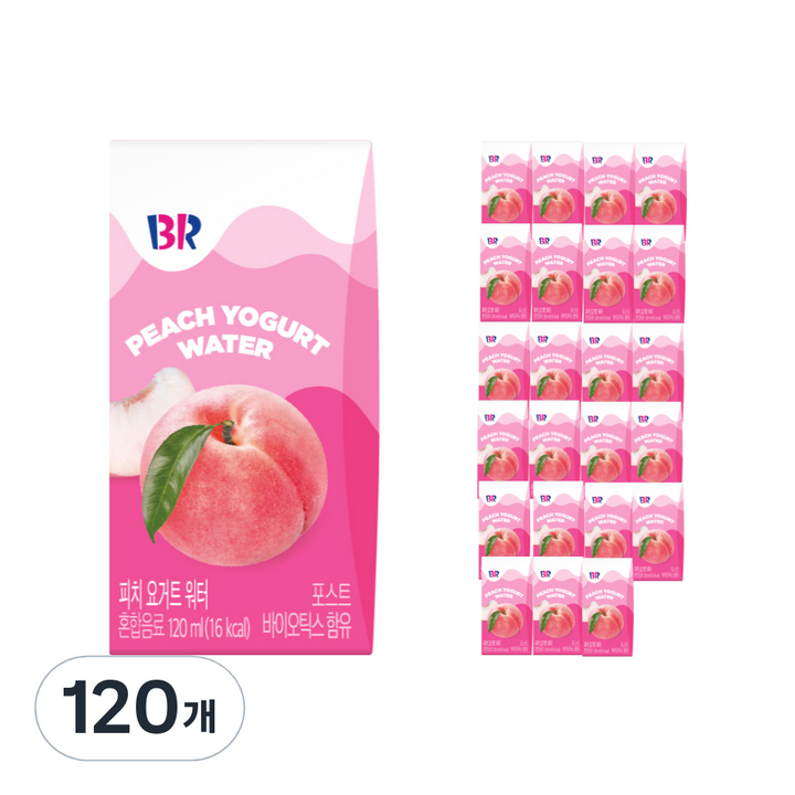 배스킨라빈스 과즙워터 피치요거트, 120ml, 120개