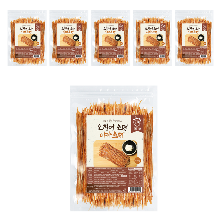해야미 이카소멘 오징어소면, 100g, 6개