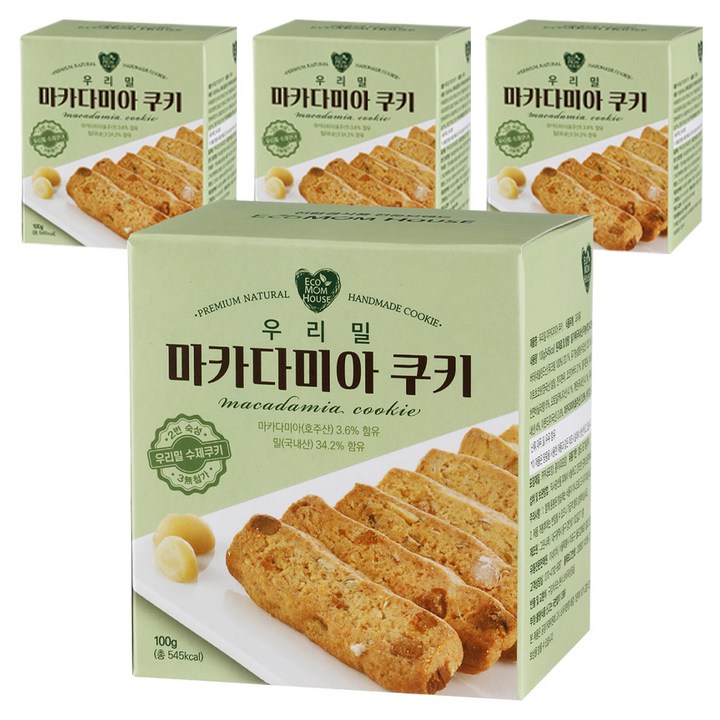 에코맘하우스 우리밀 마카다미아 쿠키, 4개, 100g