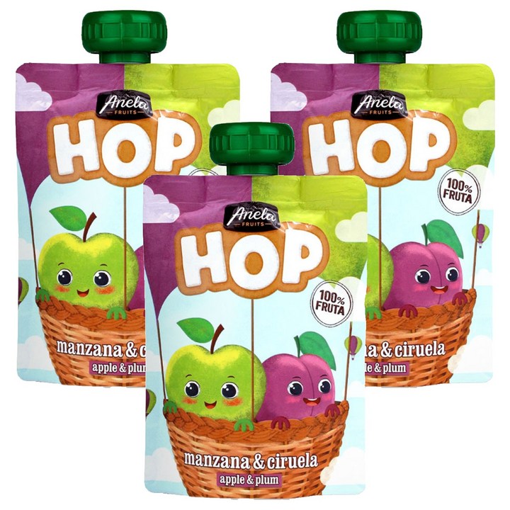 아넬라 HOP 과일 퓨레, 100g, 3개, 혼합맛(사과/생푸룬)