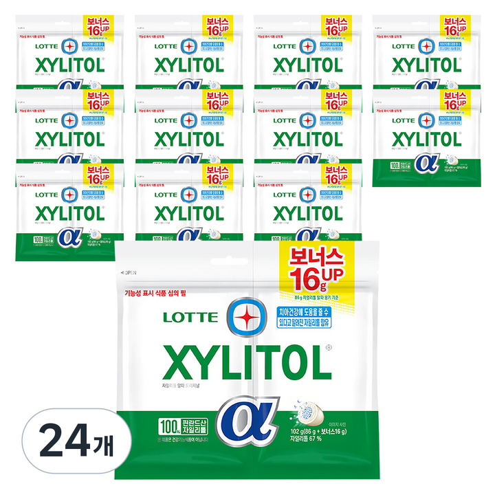 자일리톨 껌 알파 오리지날 리필, 102g, 24개