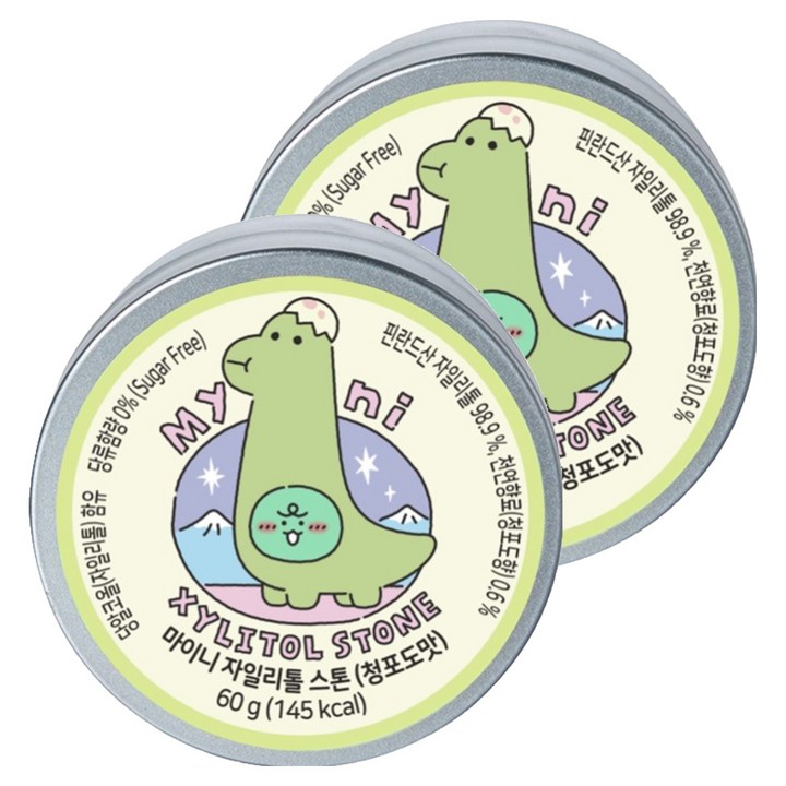 마이니 자일리톨 스톤 청포도맛, 60g, 2개