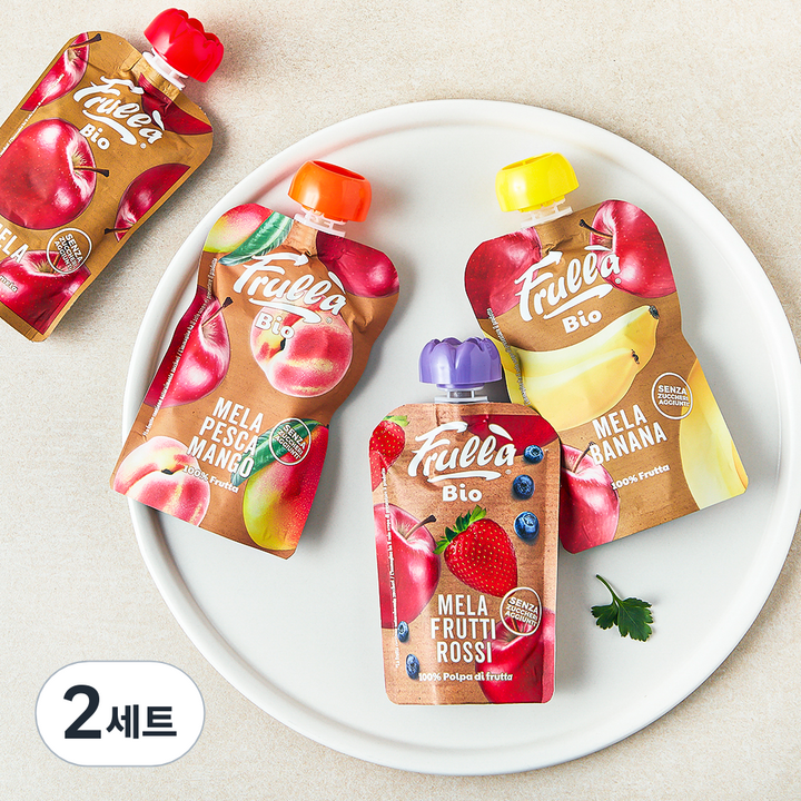 푸루라 유기농 사과 퓨레 100g + 사과바나나 퓨레 100g + 사과 블루베리 딸기 퓨레 100g + 사과 복숭아 망고 100g 세트, 400g, 2세트