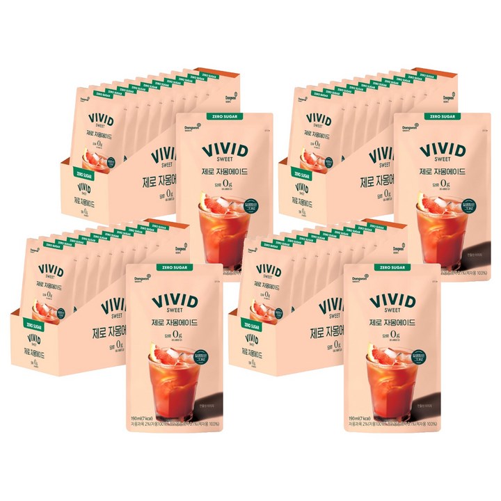 비비드스위트 제로 자몽 에이드, 190ml, 40개