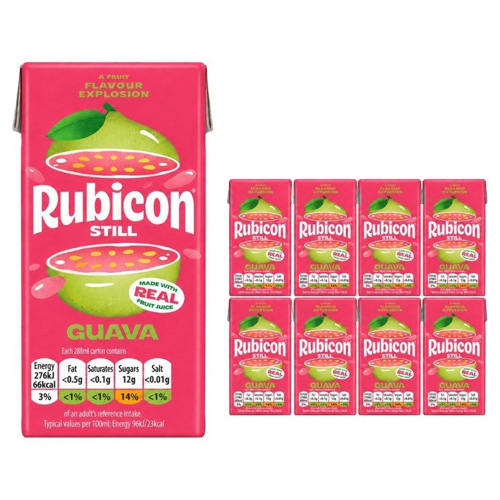 rubicon 구아바 NFC 퓌레과즙 주스, 288ml, 9개