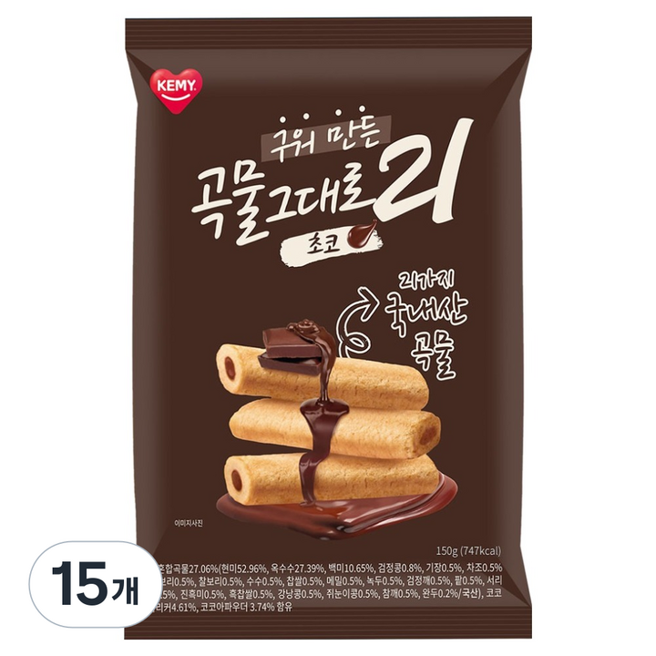곡물그대로21 크리스피롤 초코, 15개, 150g