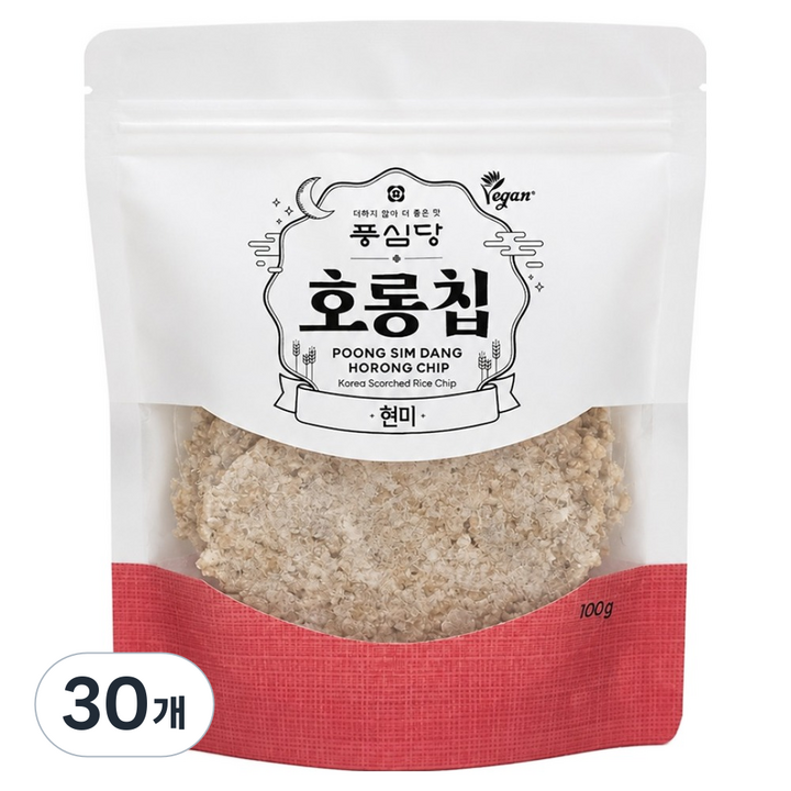 풍심당 호롱칩 국내산 현미 누룽지 칩 옛날 쌀과자, 100g, 30개