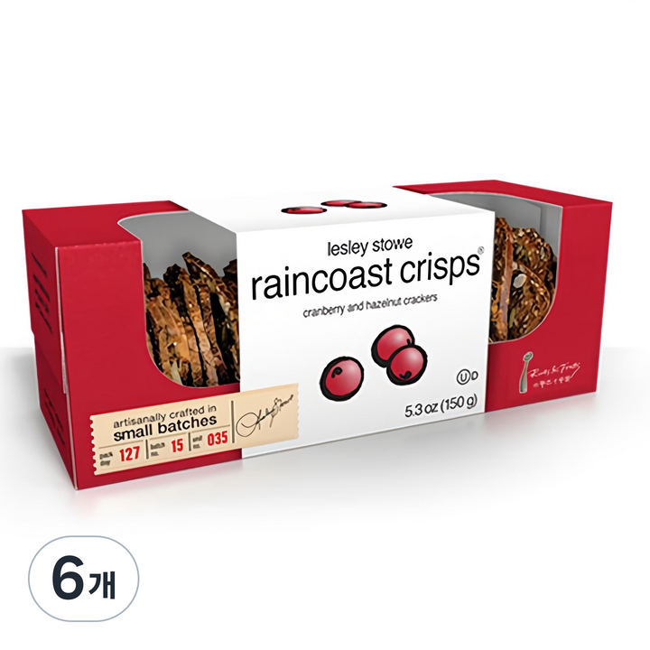 레슬리스토레인코스트크리스프 크랜베리 앤 헤이즐넛, 150g, 6개