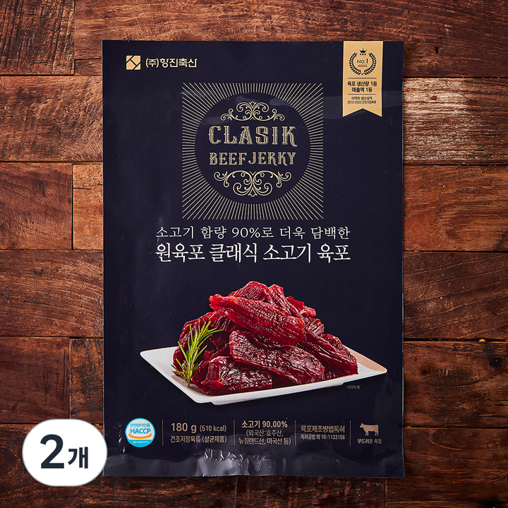 원육포 클래식 소고기 육포, 2개, 180g