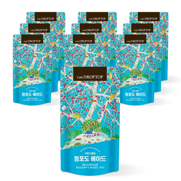 드롭탑 청포도 에이드, 230ml, 10개