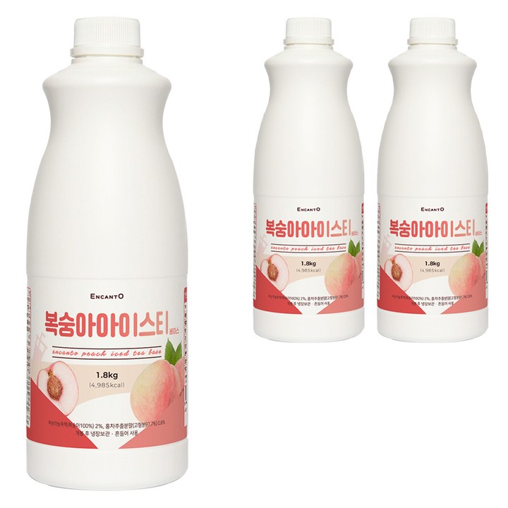 엔칸토 복숭아 아이스티 베이스, 3개, 1.8kg
