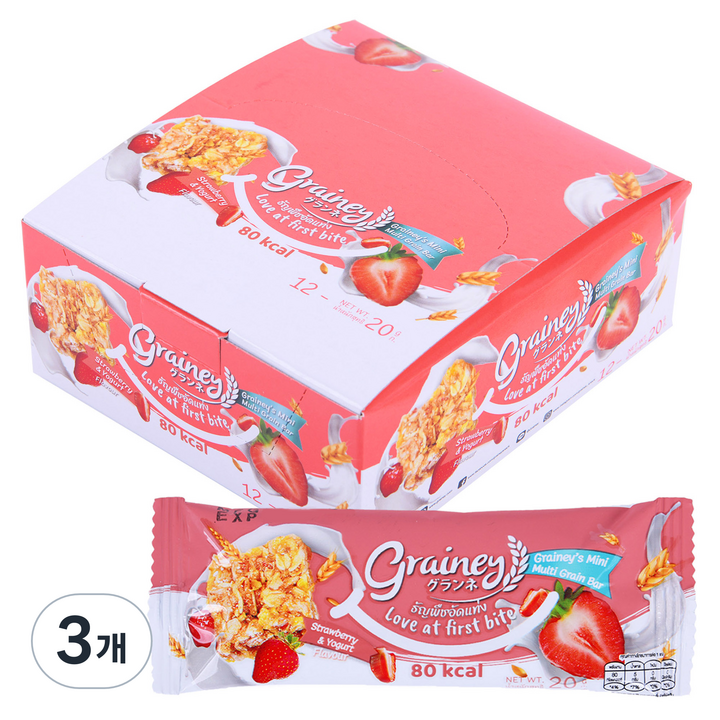 그레이니 멀티그레인바 스트로베리 앤 요거트 1cm, 240g, 3개