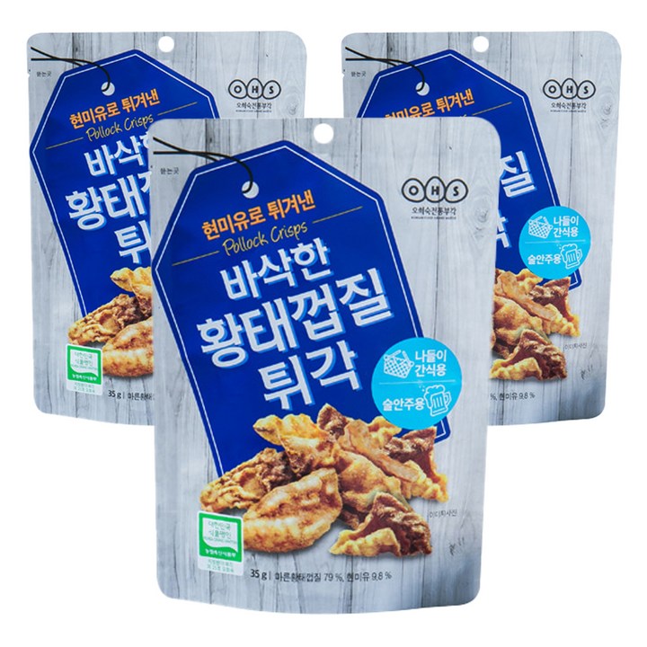 오희숙 전통부각 바삭한 황태껍질 튀각, 35g, 3개