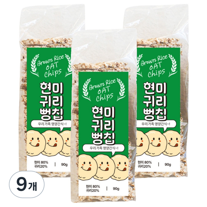 현미 귀리 뻥칩, 90g, 9개