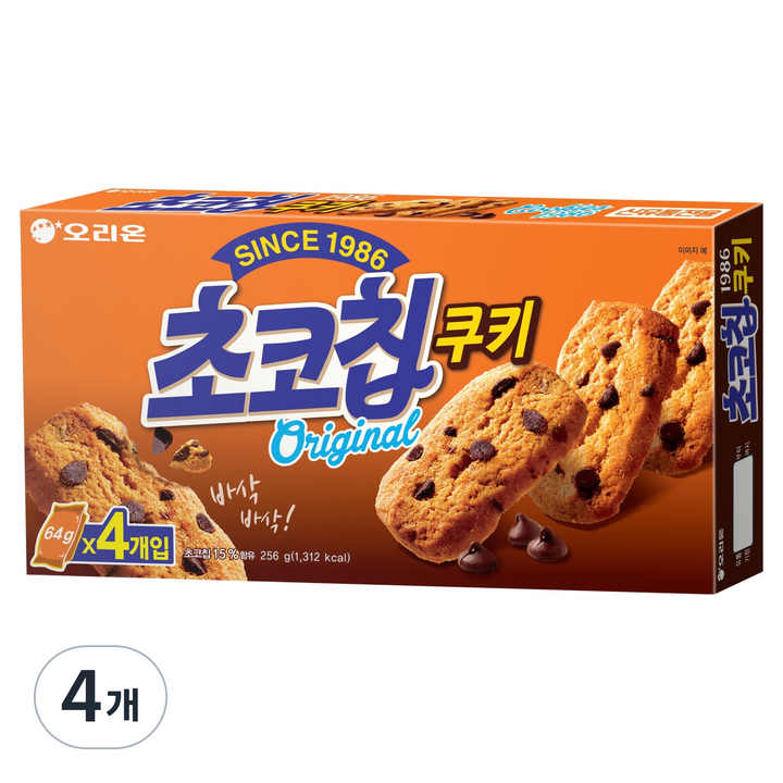 오리온 초코칩쿠키, 256g, 4개